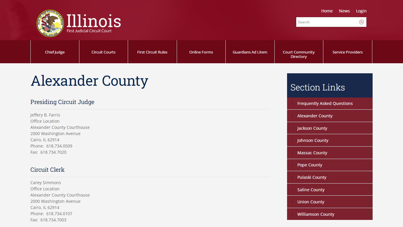 Alexander County | Illinois First Judicial Circuit Court